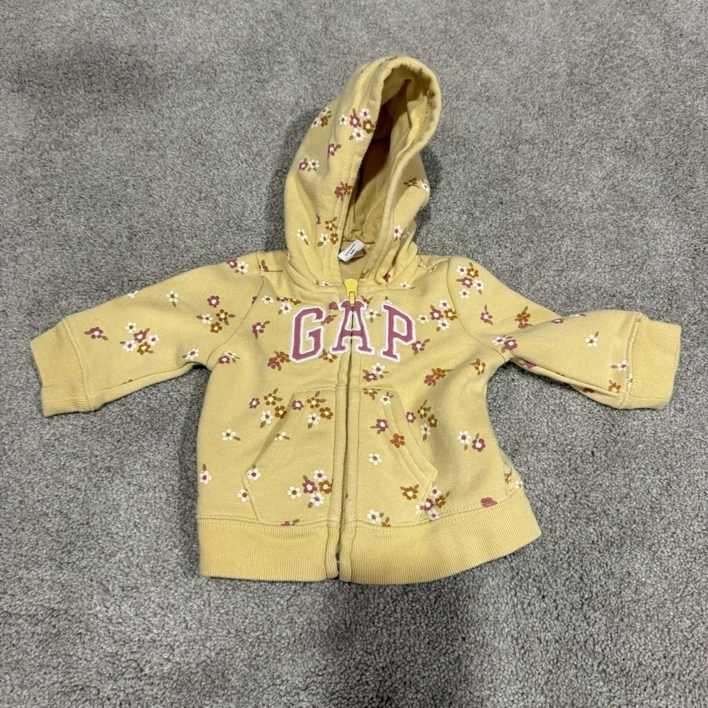 Gap 0-3 month floral zip up hooded sweatshirt